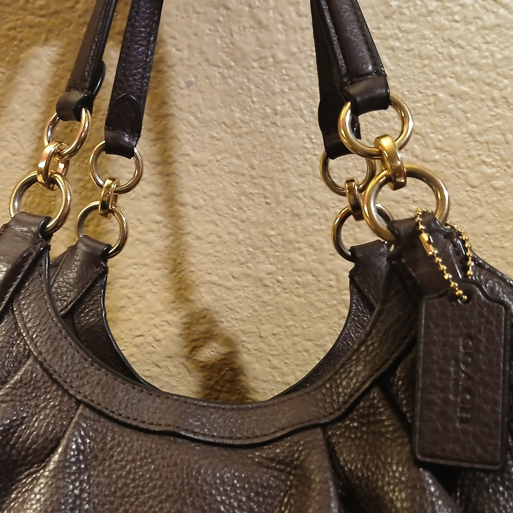 FINAL SALE! Coach Lily Pebbled Leather Shoulder Bag - Oxblood - Picture 4 of 13